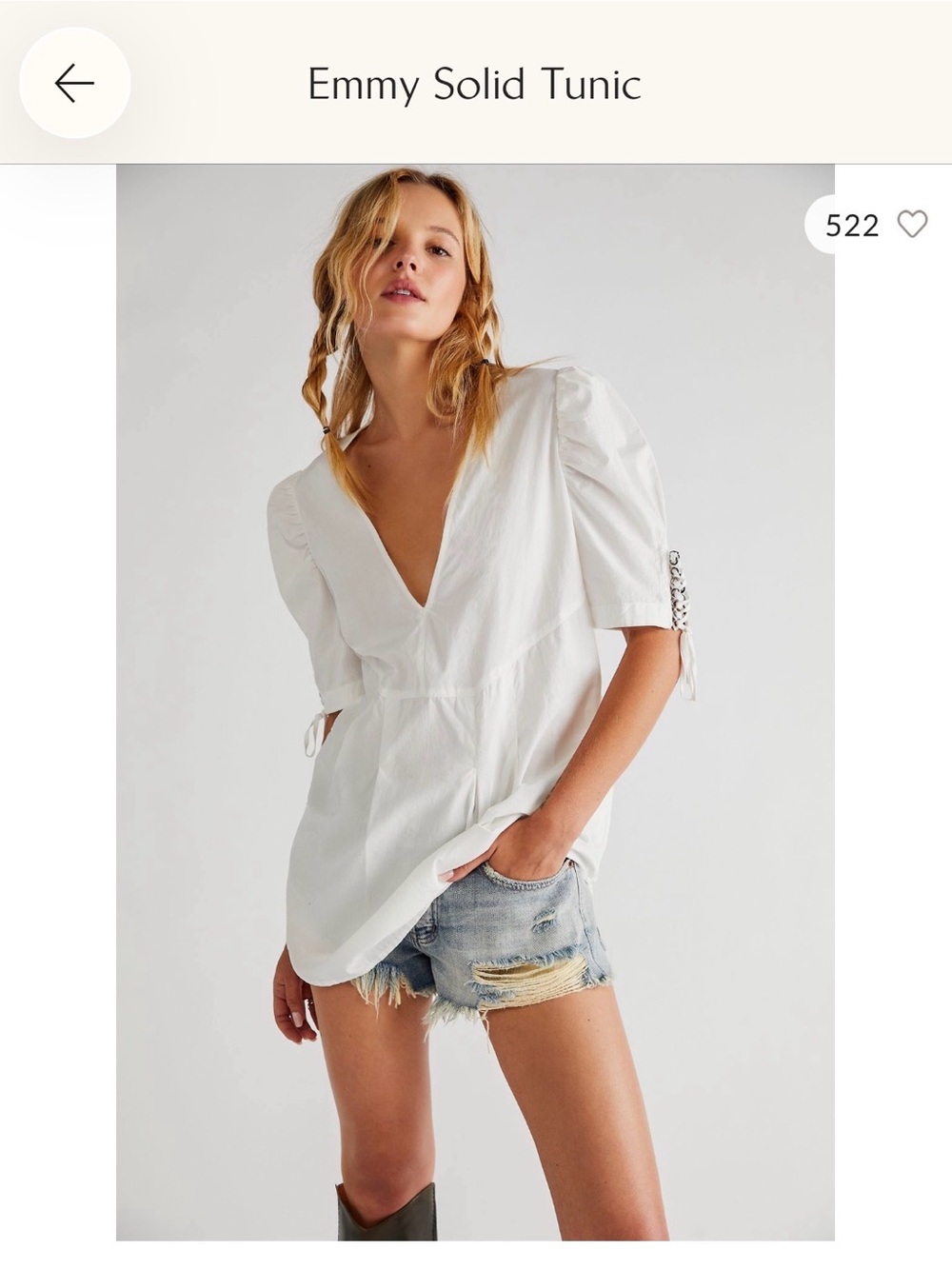 Free People White V-Neck Women’s Tunic NWOT